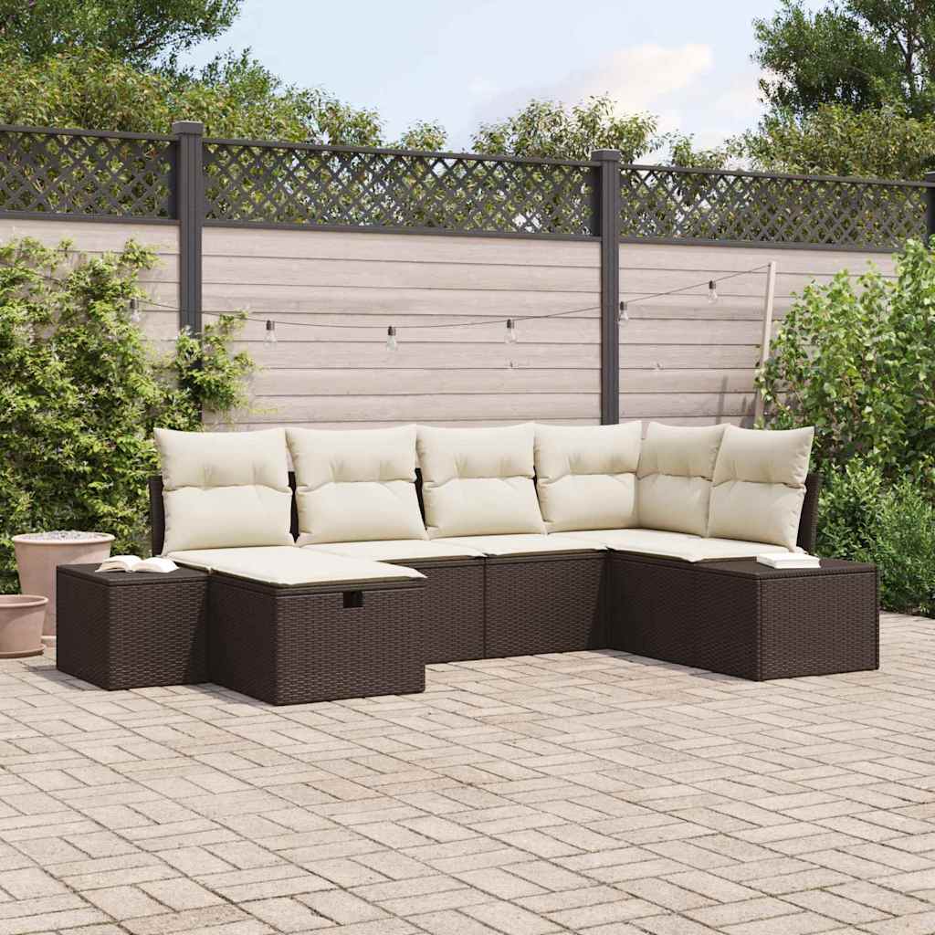 Garten-Sofa-Set 6 pcs Braun 55 x 62 x 69 cm Poly Rattan
